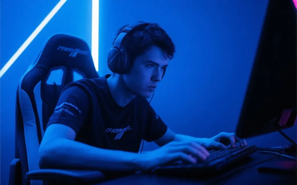 聚精会神的电子竞技选手